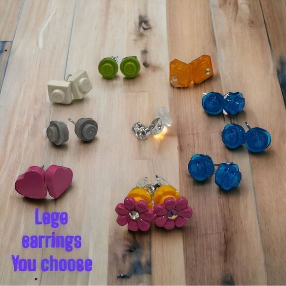 Lego earrings you choose , repurpose, upcycled buildable add listing to bundle - Picture 1 of 14